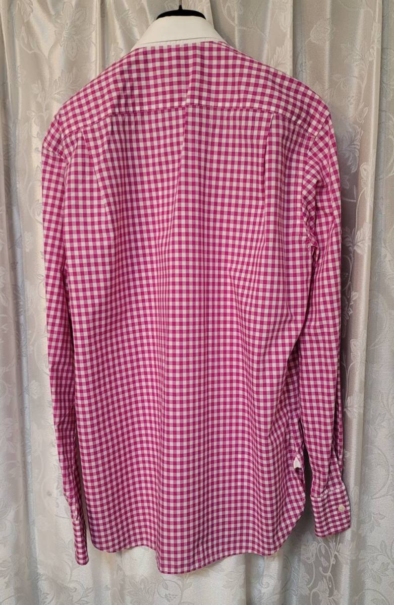 ETRO Etro men's long sleeve shirt 41 pink color check pattern 