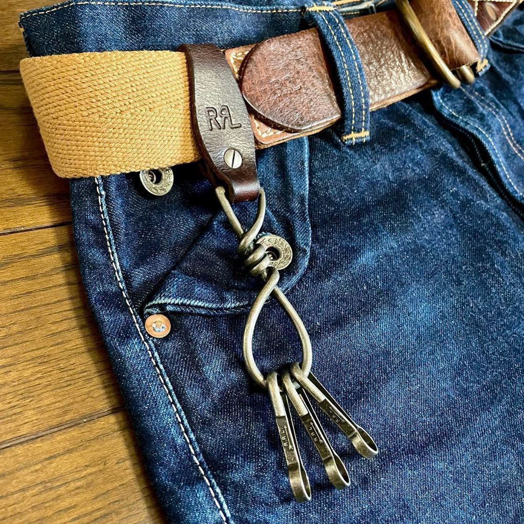 RRL レザー キーホルダー 3連キーリング Yahoo!オークション - 美品 RRL(Double RL) レザーキーリング 3