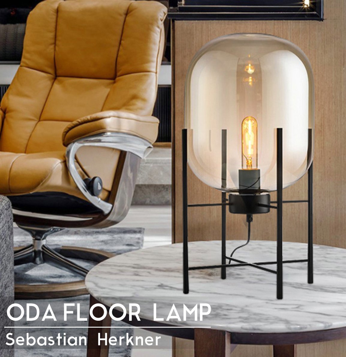 FL ODA フロアランプ フロアライト テーブルランプ スタンドライト デザイナー 照明 間接照明 インテリア 寝室 空間 北欧 おしゃれ 黒 01