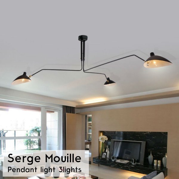 ●PL Serge Mouille セルジュ・ムーユ デザイナーズ照明 セルジュムーユ 吊り下げ照明 3アーム ロング 北欧デンマーク 男前 黒 12