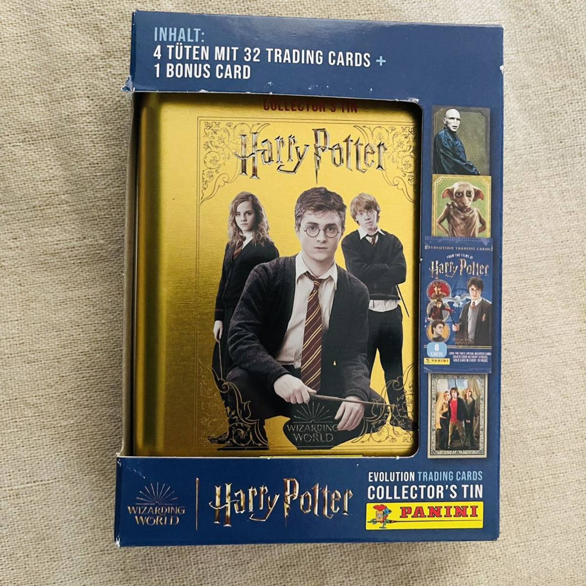 新品送料無料　Harry Potter EVOLUTION TRADING CARDS ハリーポッター　エボリューション　トレカ　コレクターズ缶　ゴールド_画像1