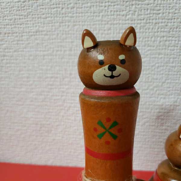 木製　こけし風　柴犬　かわいいペン立てと小物入れのセット　　和風インテリア　犬　_画像2