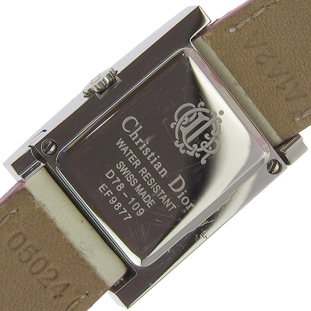 Dior ディオール マリス D78-109 腕時計 SS×レザー シルバー クオーツ アナログ表示 レディース ホワイトシェル文字盤【59010423】中古_画像4