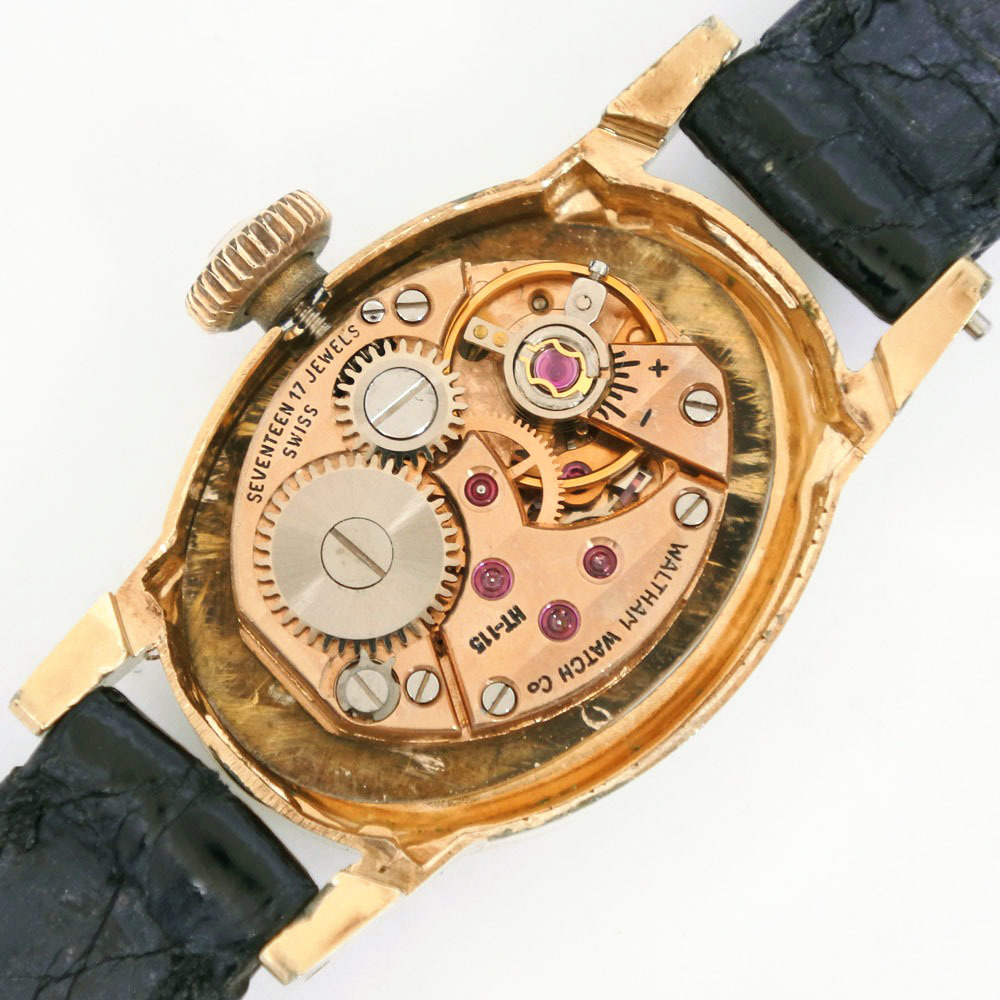 公式の店舗 SS×レザー 腕時計 ウォルサム WALTHAM 黒 シルバー文字盤