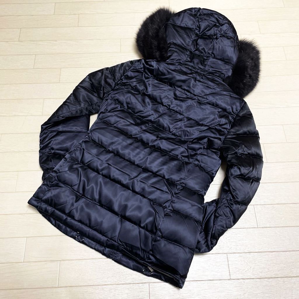 3205☆ 状態良 PRADA プラダ ダウンジャケット ブルーフォックスファー