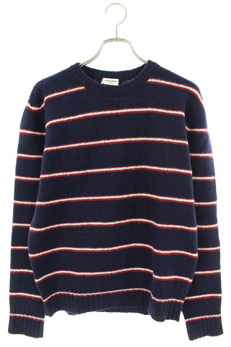 SAINT LAURENT PARIS ウールカシミヤボーダーニット-