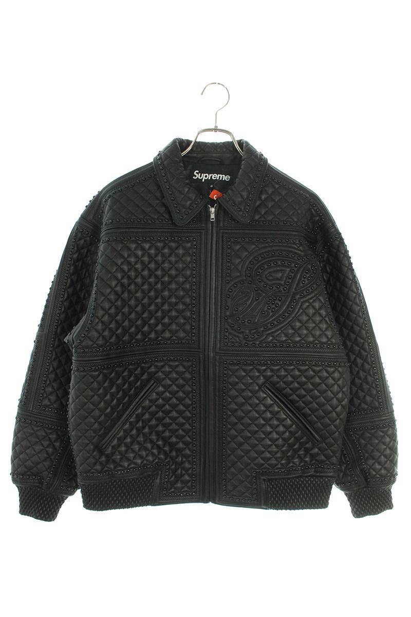 シュプリーム SUPREME 22AW Studded Quilted Leather Jacket サイズ:M スタッズキルティングレザージャケット 中古 NO05