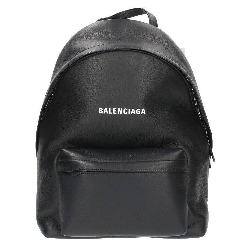 最新な BALENCIAGA バレンシアガ 552374 SB01 中古 ロゴプリントレザーエブリデイバックパック かばん、バッグ