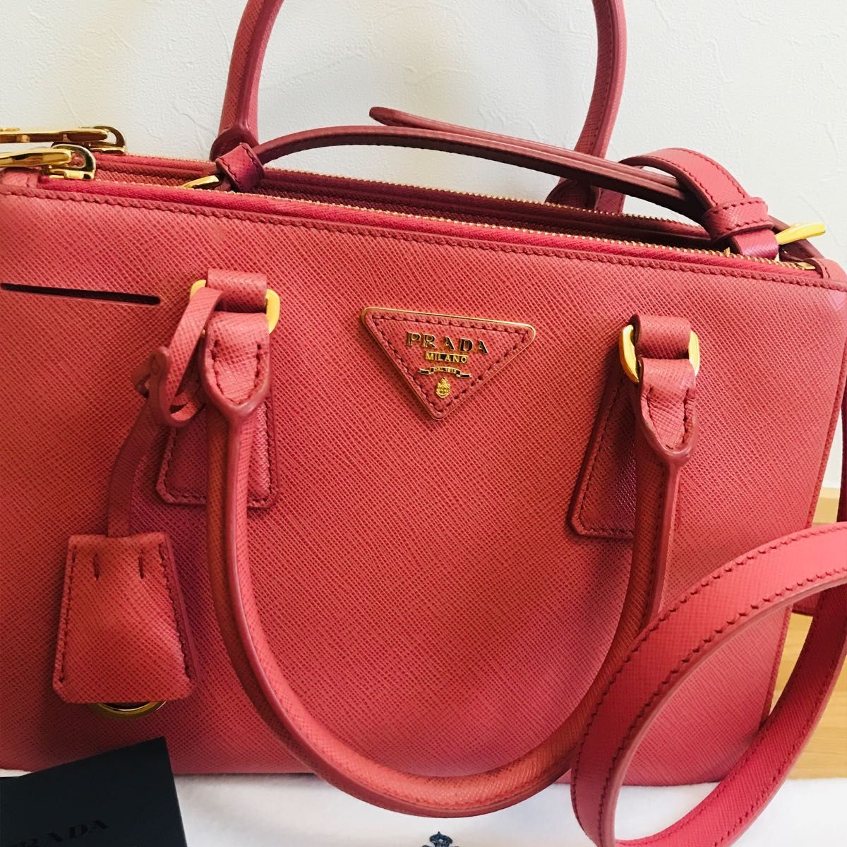 PRADA プラダ ガレリアトートバッグ 2wayショルダーバッグ サフィアーノ タマリスピンク