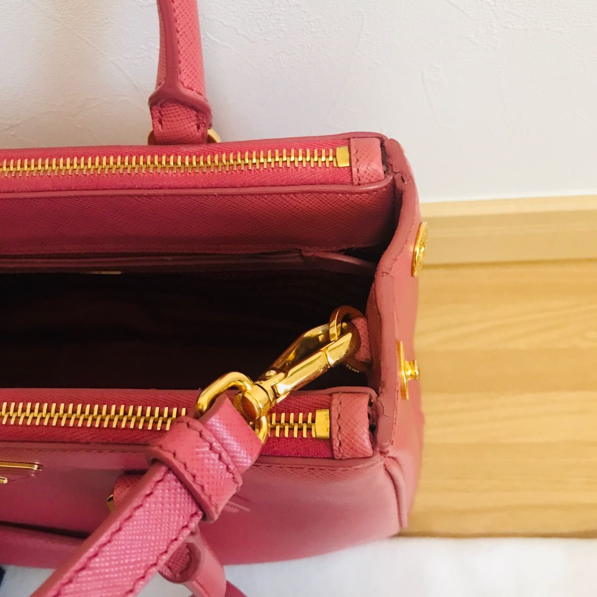 PRADA プラダ ガレリアトートバッグ 2wayショルダーバッグ サフィアーノ タマリスピンク
