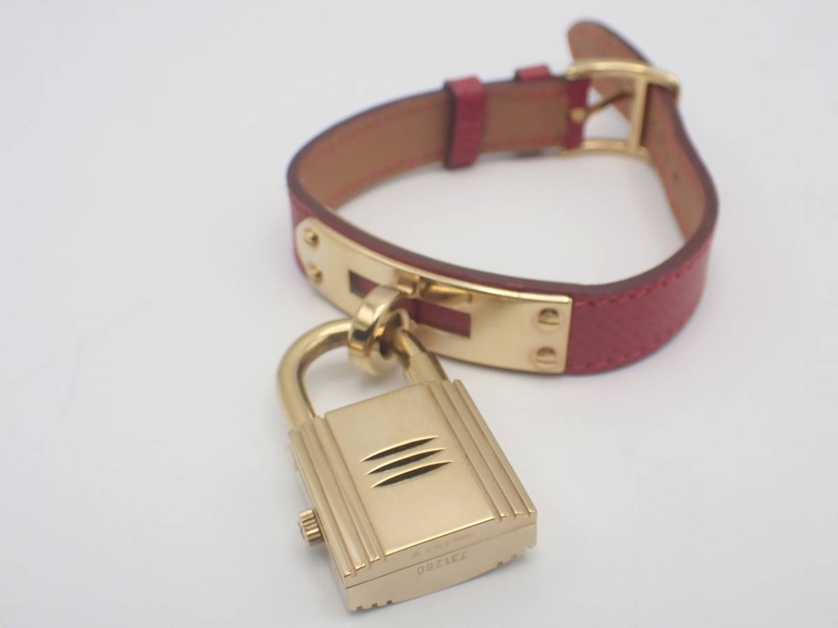 HERMES エルメス ケリーウォッチ(赤) 箱つき 稼働品 一回のみ使用-