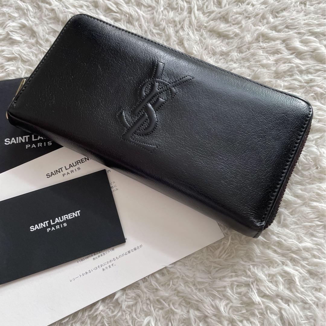 イヴ・サンローラン 長財布 ラウンドジップ YSL ブラック 黒