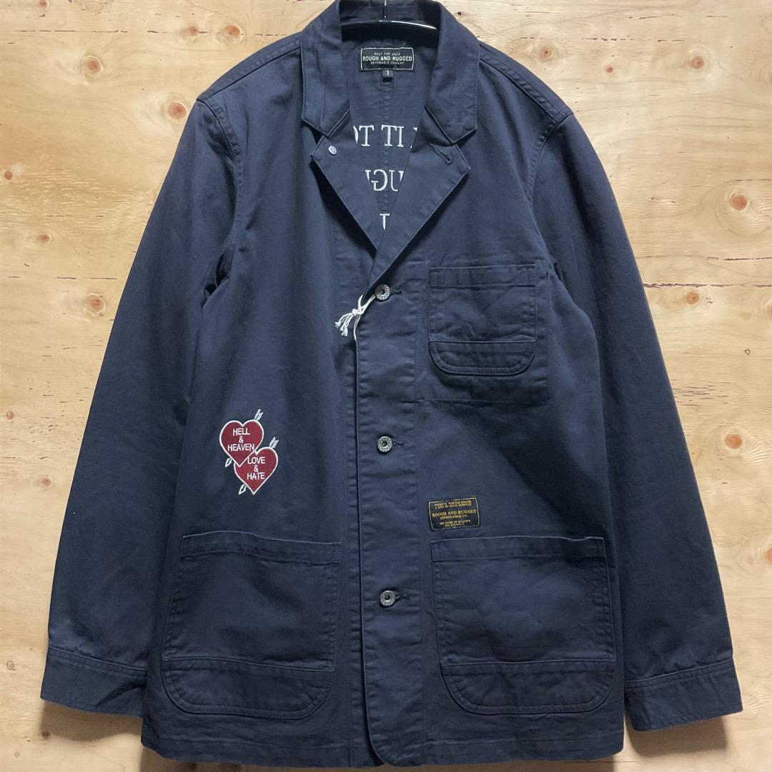 ROUGH AND RUGGED EMBROIDERY COVERALL JACKET BLACK MADE IN JAPAN 新品未使用品 ラフアンドラギッド　日本製_画像1