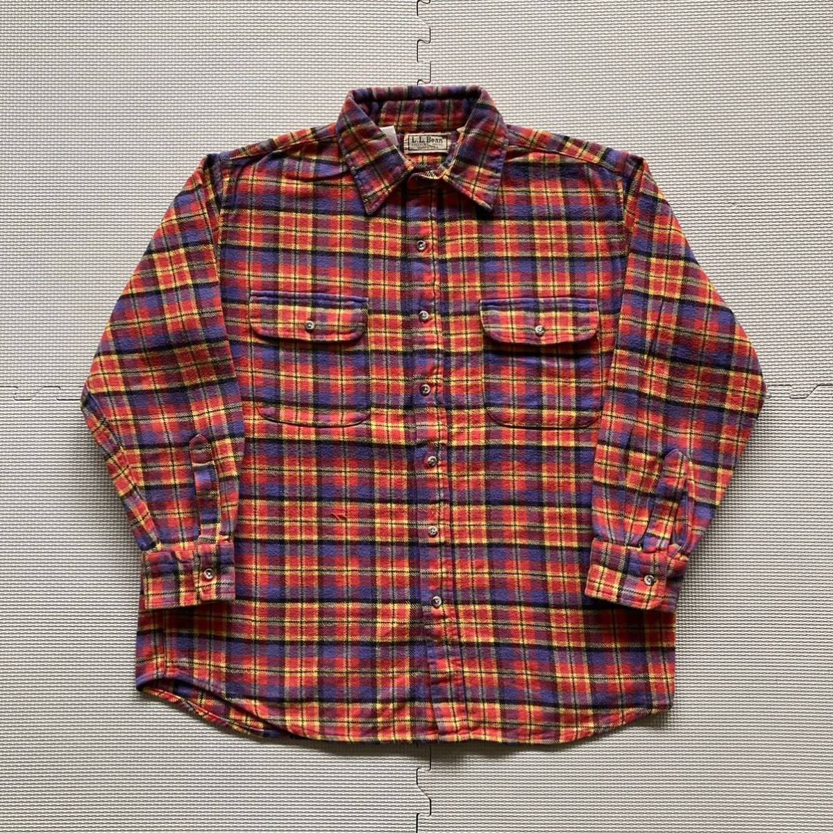 80s VINTAGE!! L.L.Bean エルエルビーン USA製 ネルシャツ 長袖シャツ ヘビーオンス M