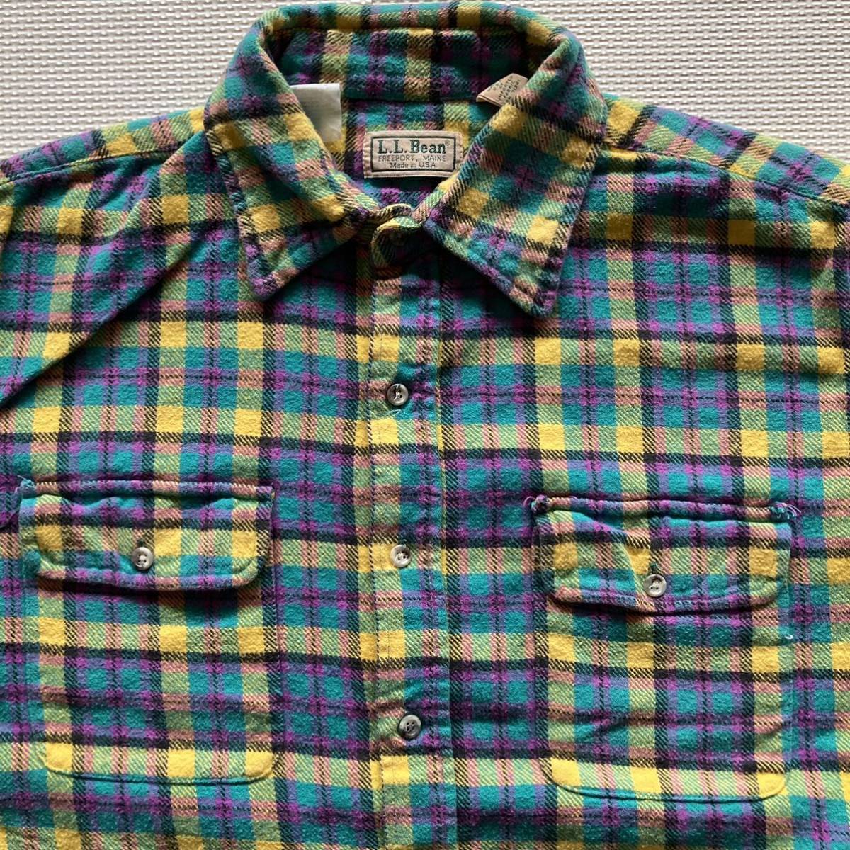 80s VINTAGE!! L.L.Bean エルエルビーン USA製 ネルシャツ 長袖シャツ ヘビーオンス L_画像3