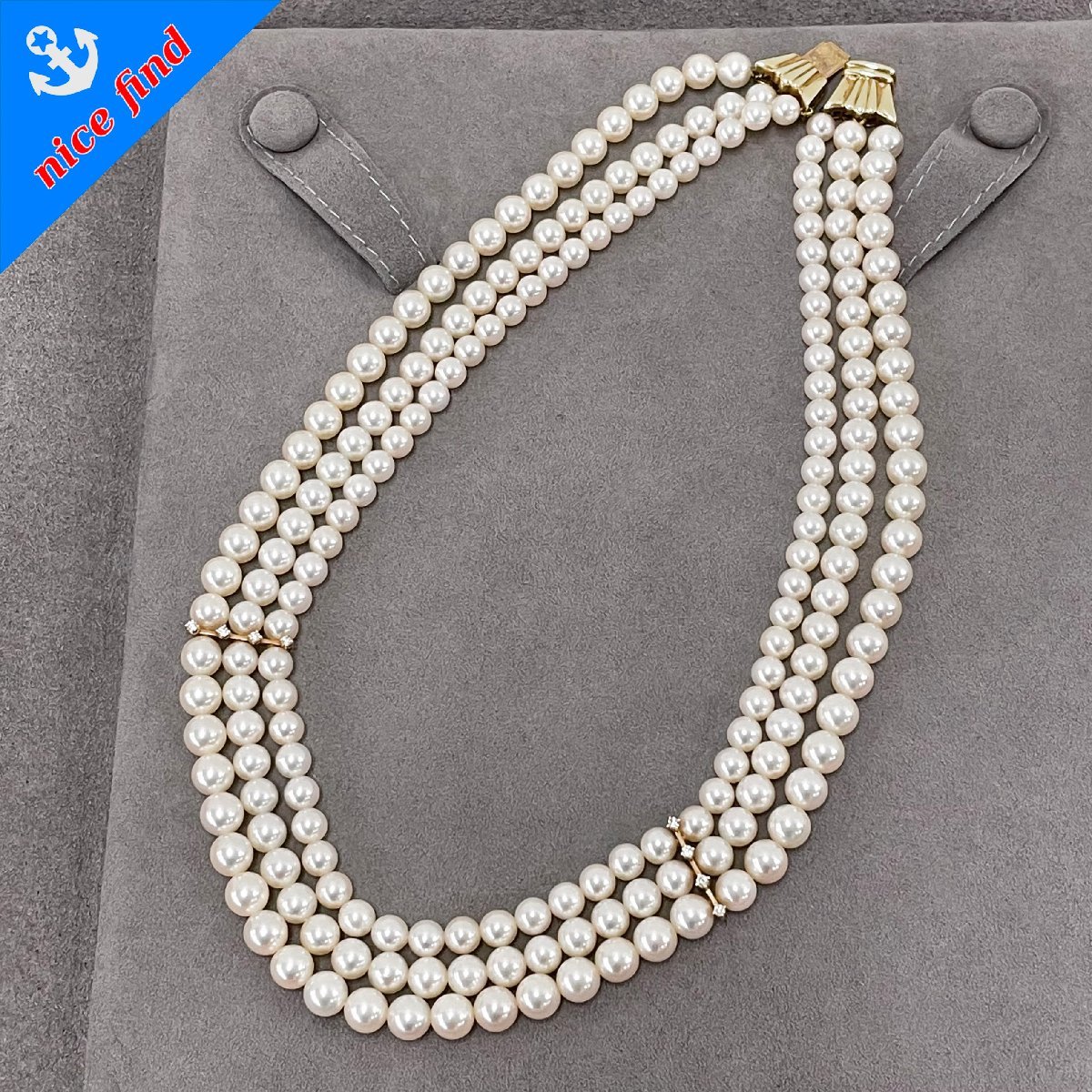 Yahoo!オークション - ◇ミキモト MIKIMOTO◇3連 パール ネックレス 5...