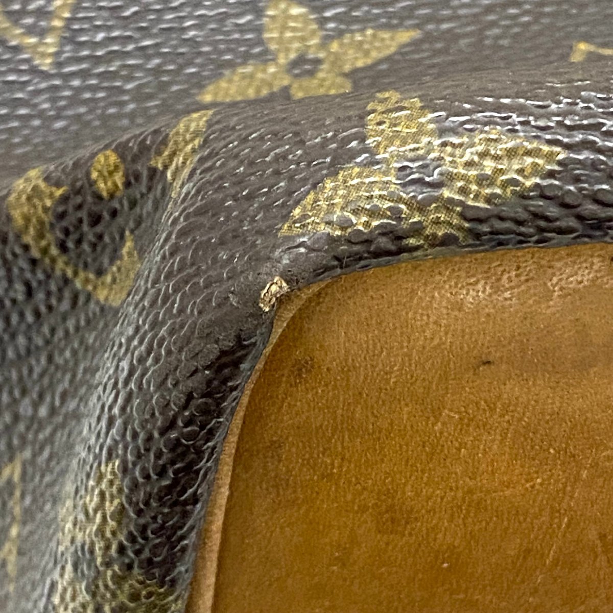 ◆ルイ ヴィトン LOUIS VUITTON◆モノグラム プチノエ M42226 巾着型 ショルダーバッグ ブラウン PVC レザー レディース_角に薄らスレ、僅かな剥げ