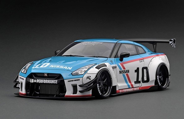  зажигание модель 1/18 LB-WORKS Nissan GT-R R35 type 2 White / Blue