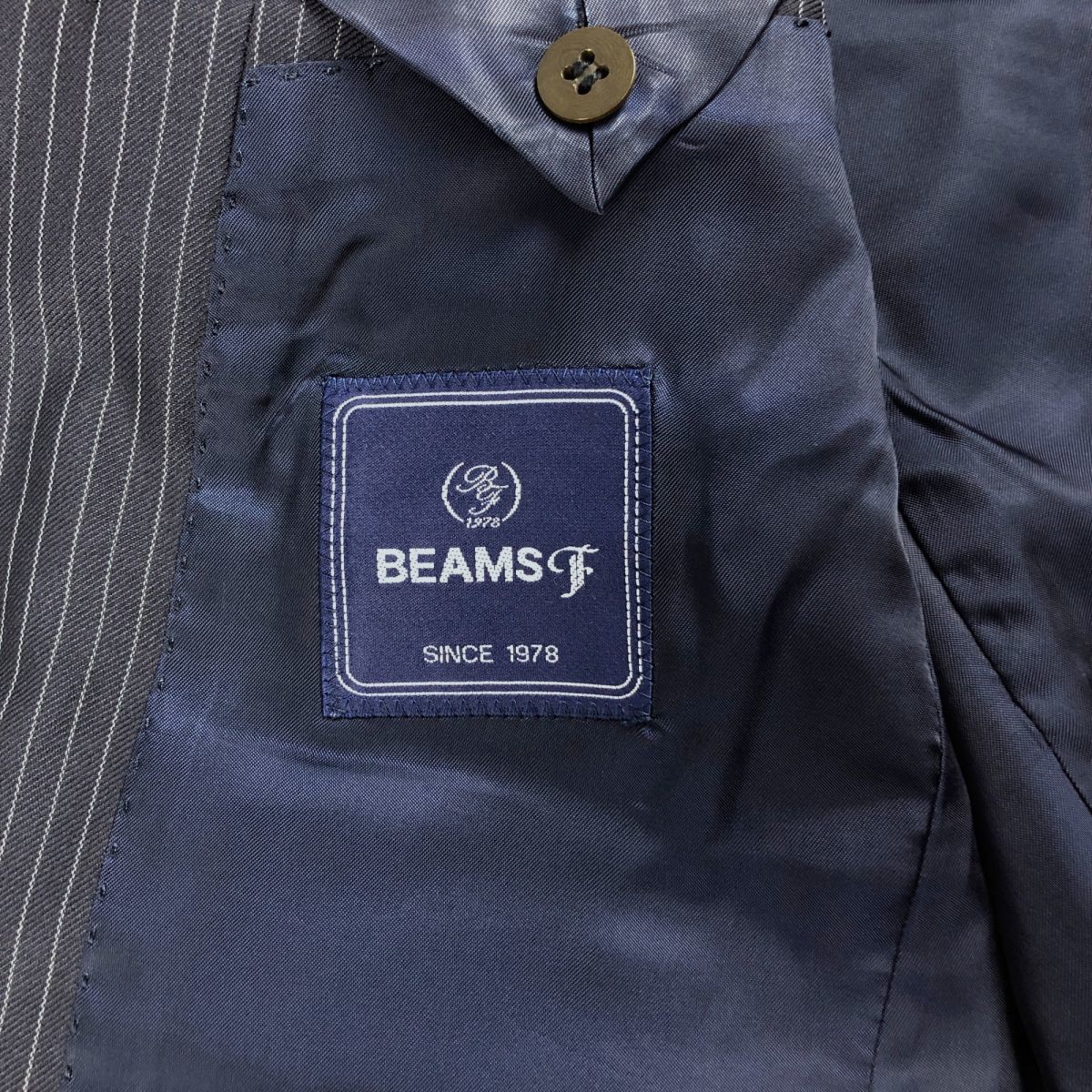 BEAMS F ビームスF テーラードジャケット 総裏 サイドベンツ ストライプ メンズ 紺 ネイビー サイズ95*TB1038_画像6