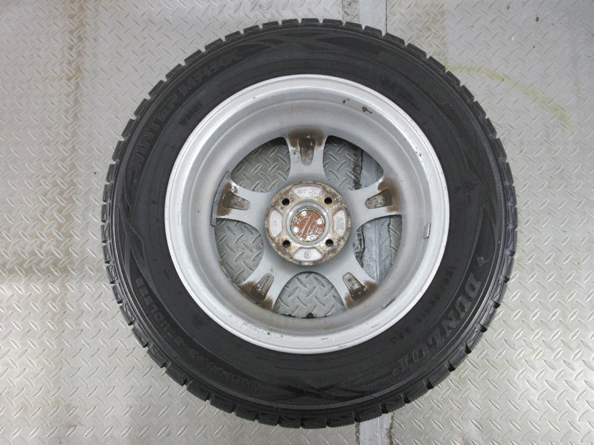 ■中古タイヤホイール■　VIOLENTO 14インチ 5.5J +45 4H 100 DUNLOP WM01 185/65R14 86Q モビリオ ST スタッドレス 激安 送料無料 J427_冬