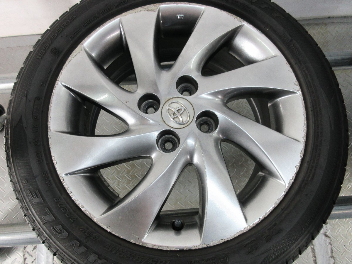 ■中古タイヤホイール■　TOYOTA bB 純正 15インチ 6J +40 4H 100 TRIANGLE SJHTT 185/55R15 82V サマー S バリ 激安 送料無料 J472_セットでお得