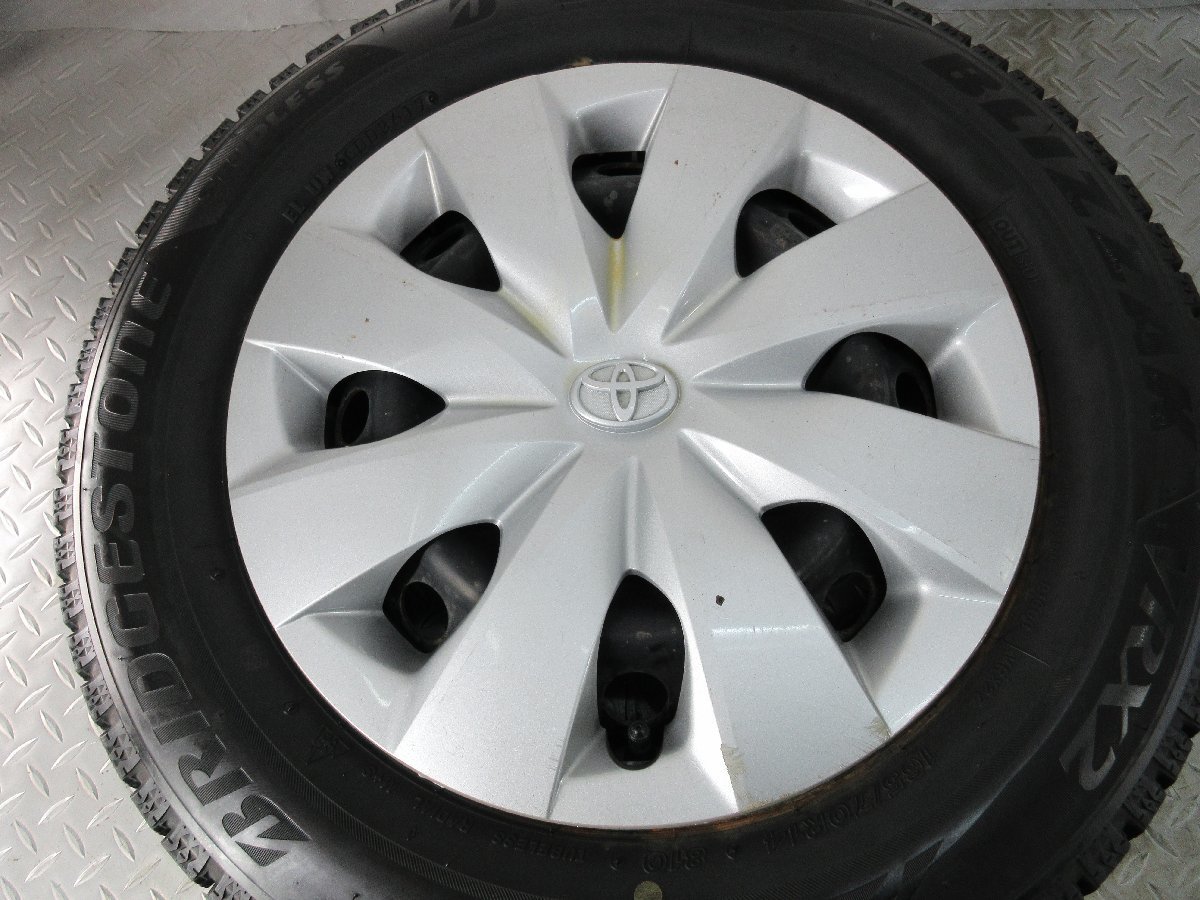 ■中古タイヤホイール■　14インチ 5J +40 4H 100 BRIDGESTONE VRX2 165/70R14 81Q 冬タイヤ ST ブラック カバー付き 激安 送料無料 J494_カバー付き