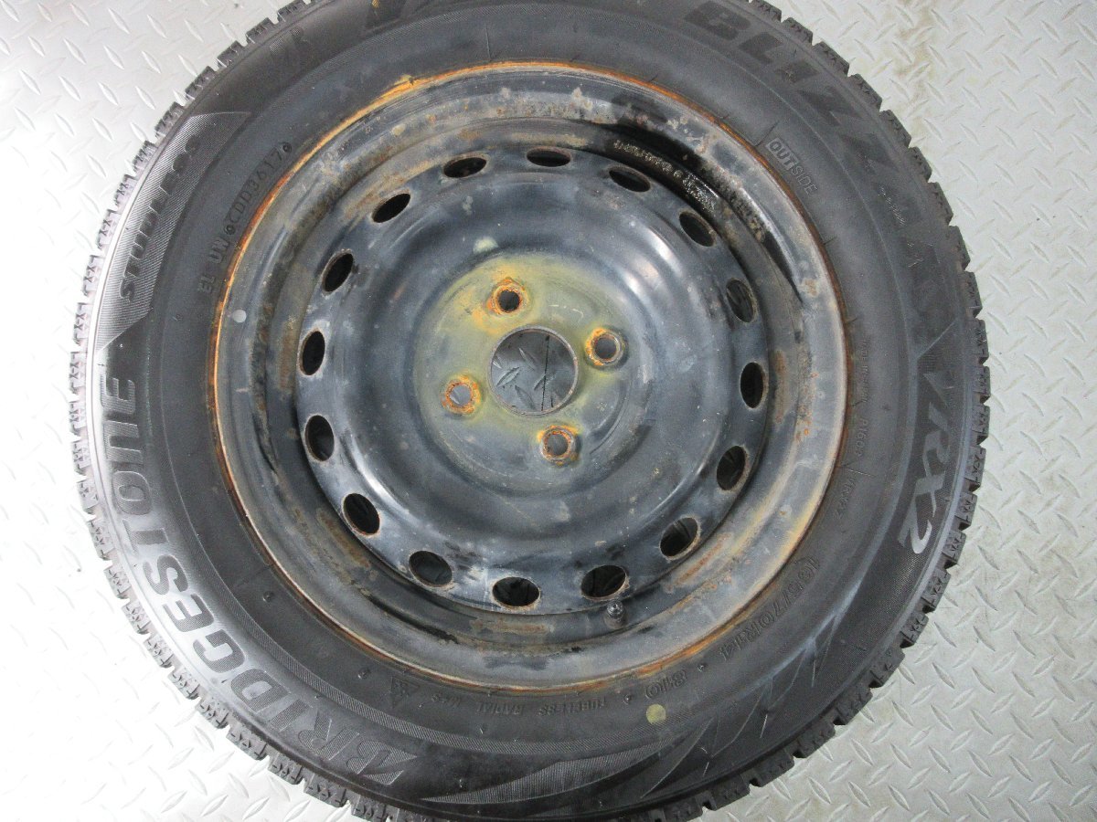 ■中古タイヤホイール■　14インチ 5J +40 4H 100 BRIDGESTONE VRX2 165/70R14 81Q 冬タイヤ ST ブラック カバー付き 激安 送料無料 J494_ブラック