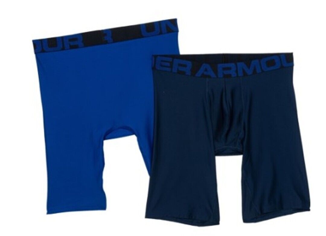 Under Armour Men's 2-Pack UA Tech 9" Boxerjock Boxer Briefs Blue Size M 海外 即決