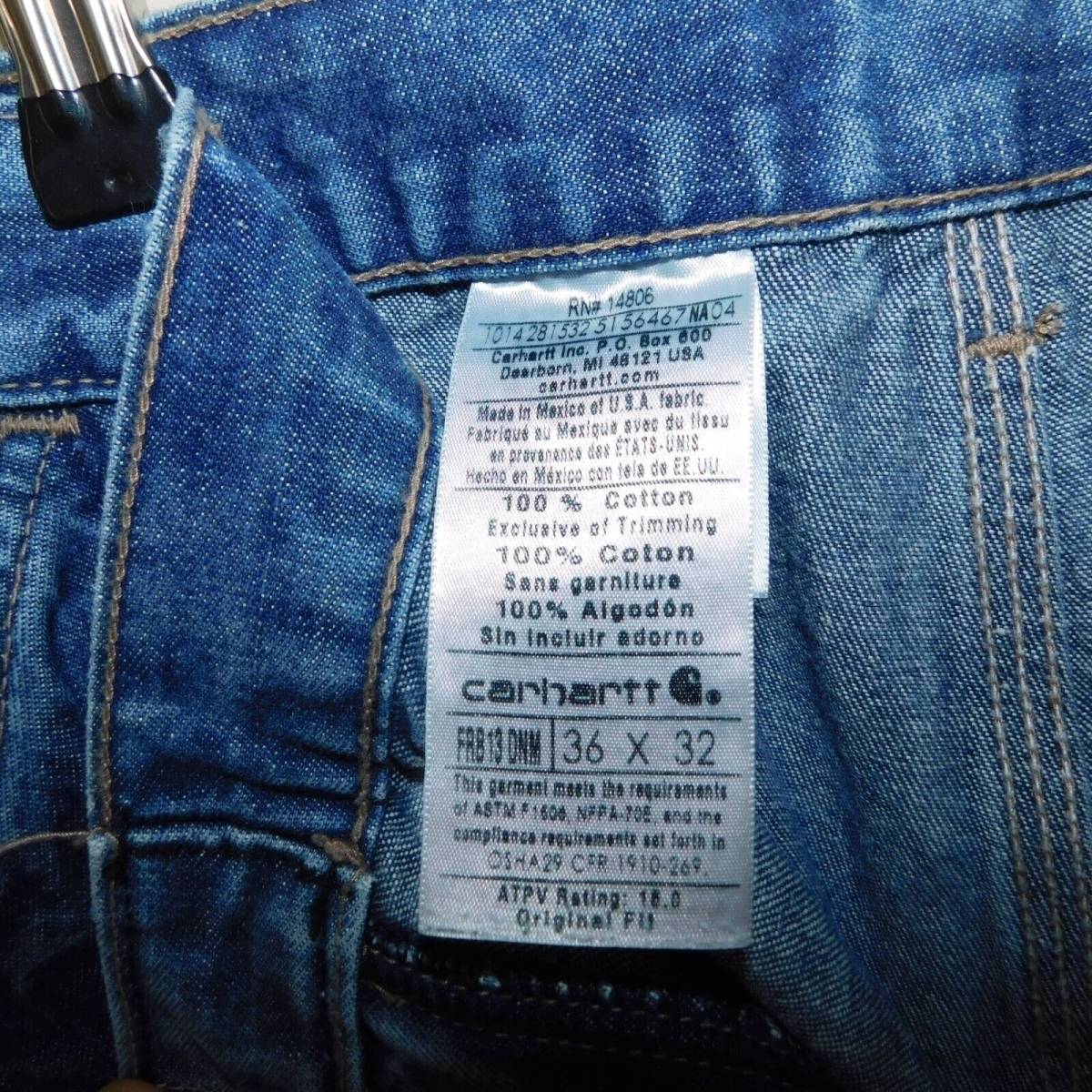 Carhartt FR NFPA 2112 Workwear Pants Pocket Denim FRB 13 Blue Jeans Size 36x32 海外 即決 2