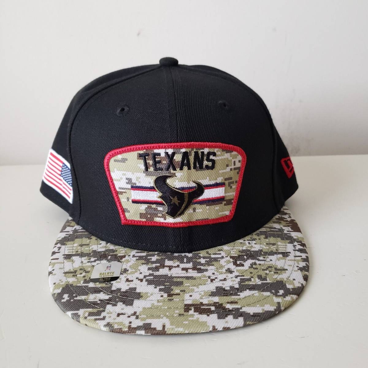 New Era Houston Texans Salute to Service 59Fifty Camo Hat Cap Fitted Size 7 3/8 海外 即決
