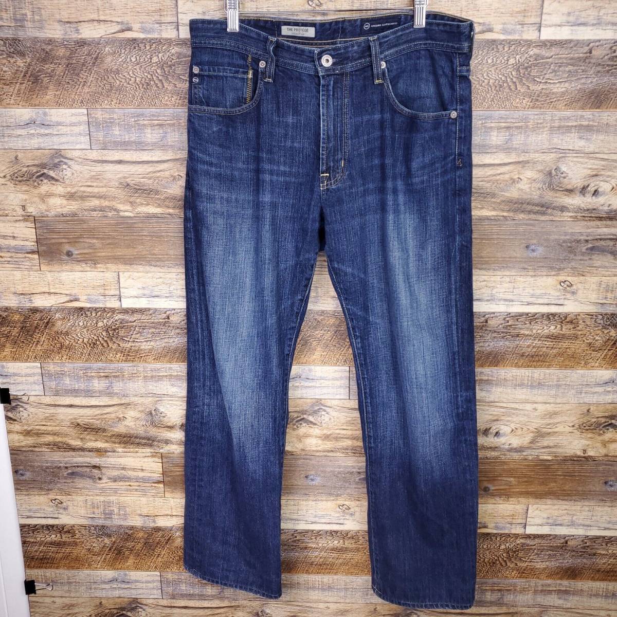 AG Adriano Goldschmied The Protege Mens Jeans Blue Straight Leg 34x34(Fit 36x29) 海外 即決
