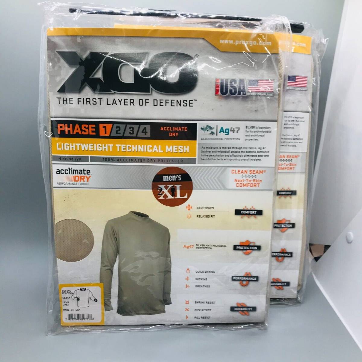 LOT OF TWO!! Military XGO Lightweight Long Sleeve Shirt Size: 2XL - Desert Tan 海外 即決