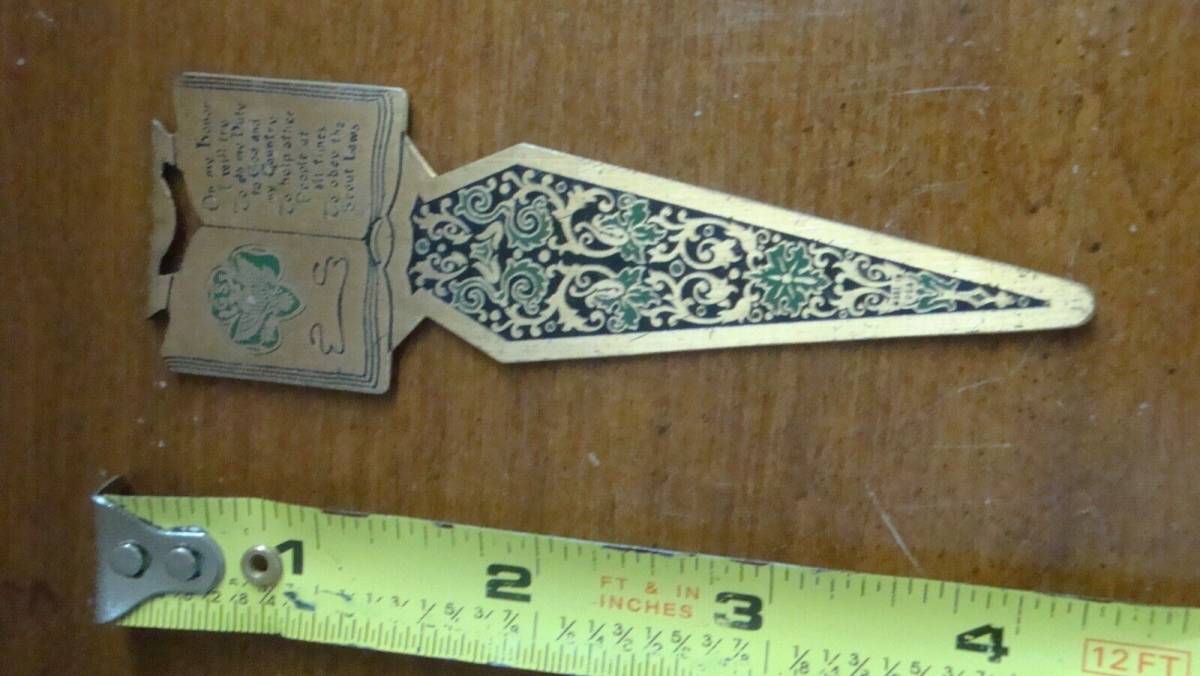 Vintage GS Girl Scout Brass? Bookmark 1930-50? Girl Scout Pledge 海外 即決