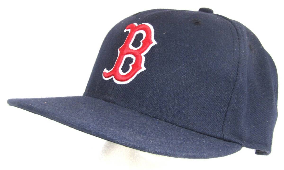 New Era MLB Boston Logo Navy Blue Embroidered Ball Cap Size 7 1/4. 海外 即決