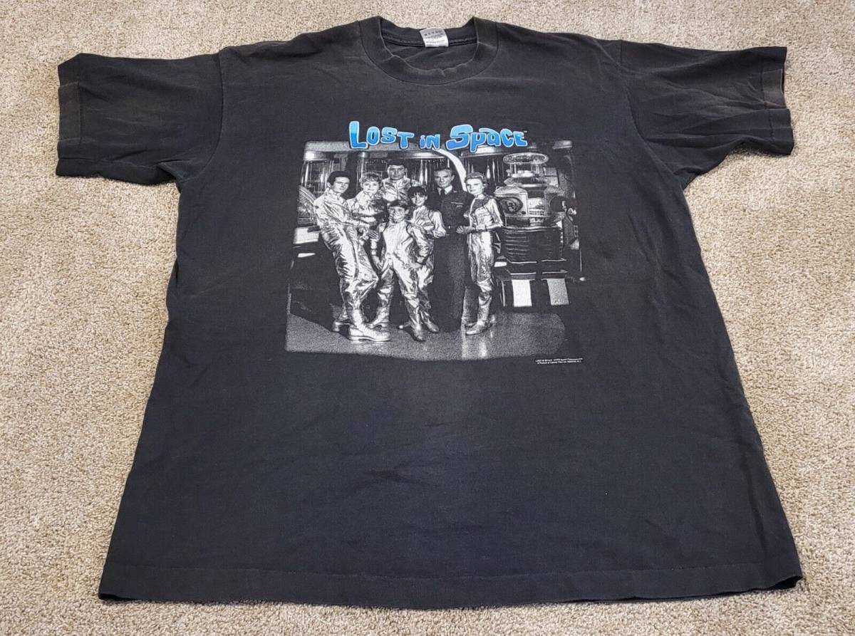 Vintage 1992 Lost in Space T Shirt TV Show Promo Black Size XL Single Stitch 海外 即決