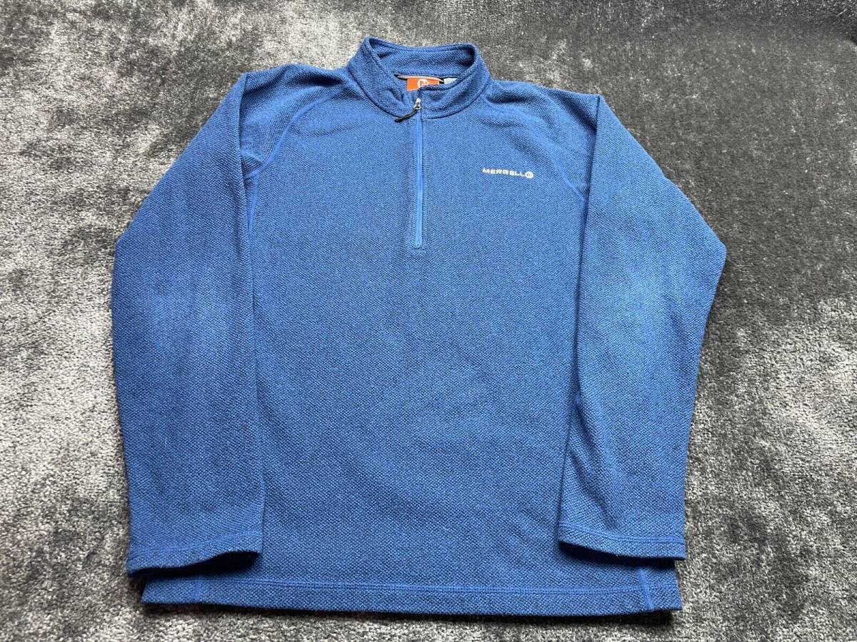 Men Merrell Long Sleeve 1/4 Zip Pullover Jacket Size Small Solid Blue Logo 海外 即決