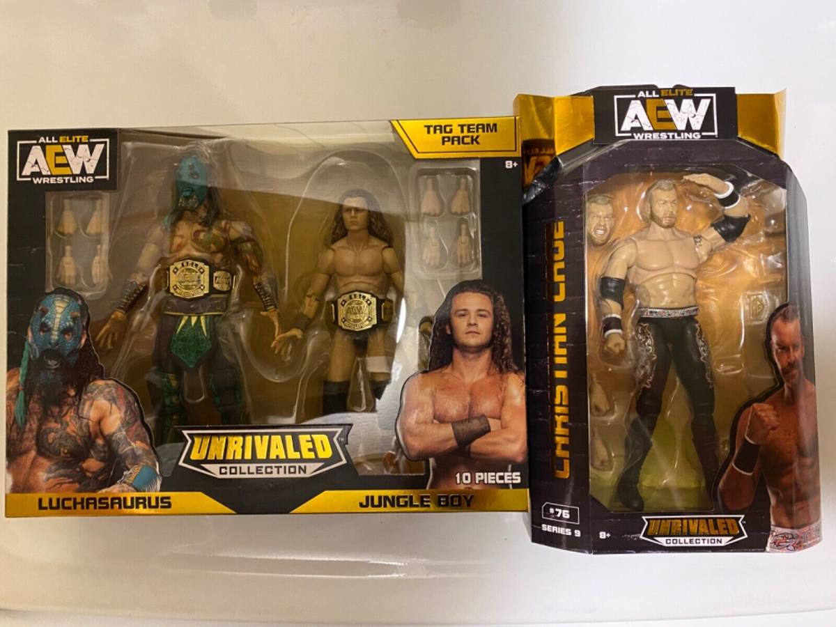 AEW figure lot Exclusive 2 pack Jungle Boy Luchasaurus & Unrivaled 9 Christian 海外 即決