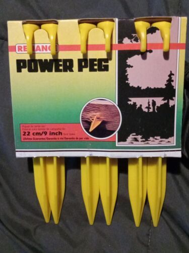 Vintage power peg camping tent stakes package of 6 22 cm / 9inch replacements. 海外 即決