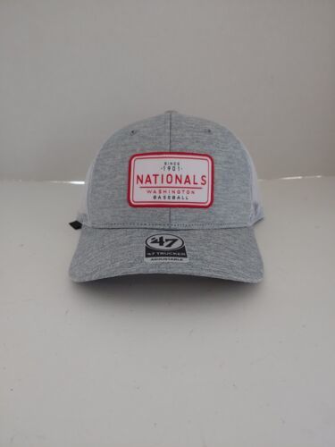 Men's Washington Nationals Gray Harrington Adjustable TruckerHat 47 brand NWT 海外 即決