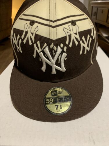 New York Yankees New Era 59FIFTY Fitted 7 5/8 Hat Cap MLB Brown Wool 海外 即決