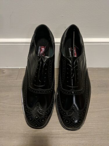 Florsheim 70018 Black Leather Brogue Wingtip Oxford Shoes Men's US 10.5 3E 海外 即決