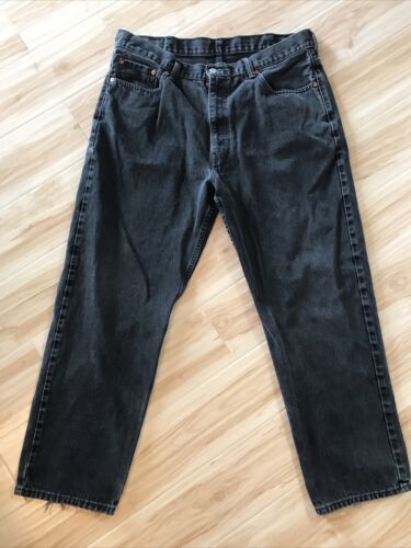 Levi's Men's Jeans 38x30 Black Wash Relaxed Straight Denim Made In Egypt 海外 即決