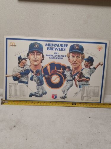 Vtg.1982 AL Champs Promo McDonalds MLB Milwaukee Brewers Placemat Simmons & Sutt 海外 即決