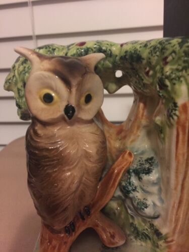 Pair Of Owl Bookends Hand Painted Pacific Porcelain Japan Vintage 海外 即決