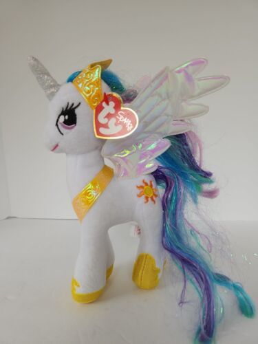 TY SPARKLE My Little Pony Unicorn Princess Celestia Sparkle Beanie Babie 9" Rare 海外 即決