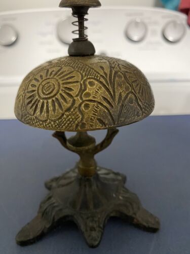 Antique Hotel Desk Bell. Cast Iron And Brass 海外 即決