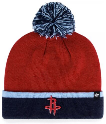 NWT '47 Brand Houston Rockets Cuff Knit Winter Hat Cap Beanie Toboggan Blue NBA 海外 即決