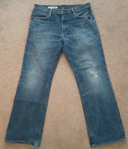 Gap 1969 33x30 Standard Distressed Ringspun Denim Blue Jeans Knee Hole 54023 海外 即決