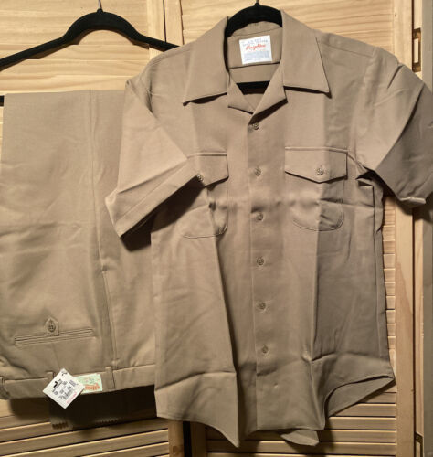 US Navy Uniform Creighton Men's Khaki 15-15.5 Shirt & 31 Long Pants 100% Poly 海外 即決