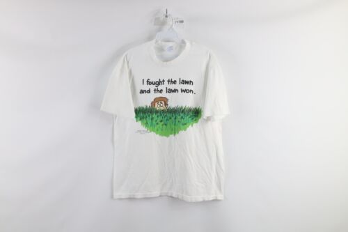 Vtg 90s Streetwear Mens Large I Fought the Lawn and The Lawn Won T-Shirt USA 海外 即決